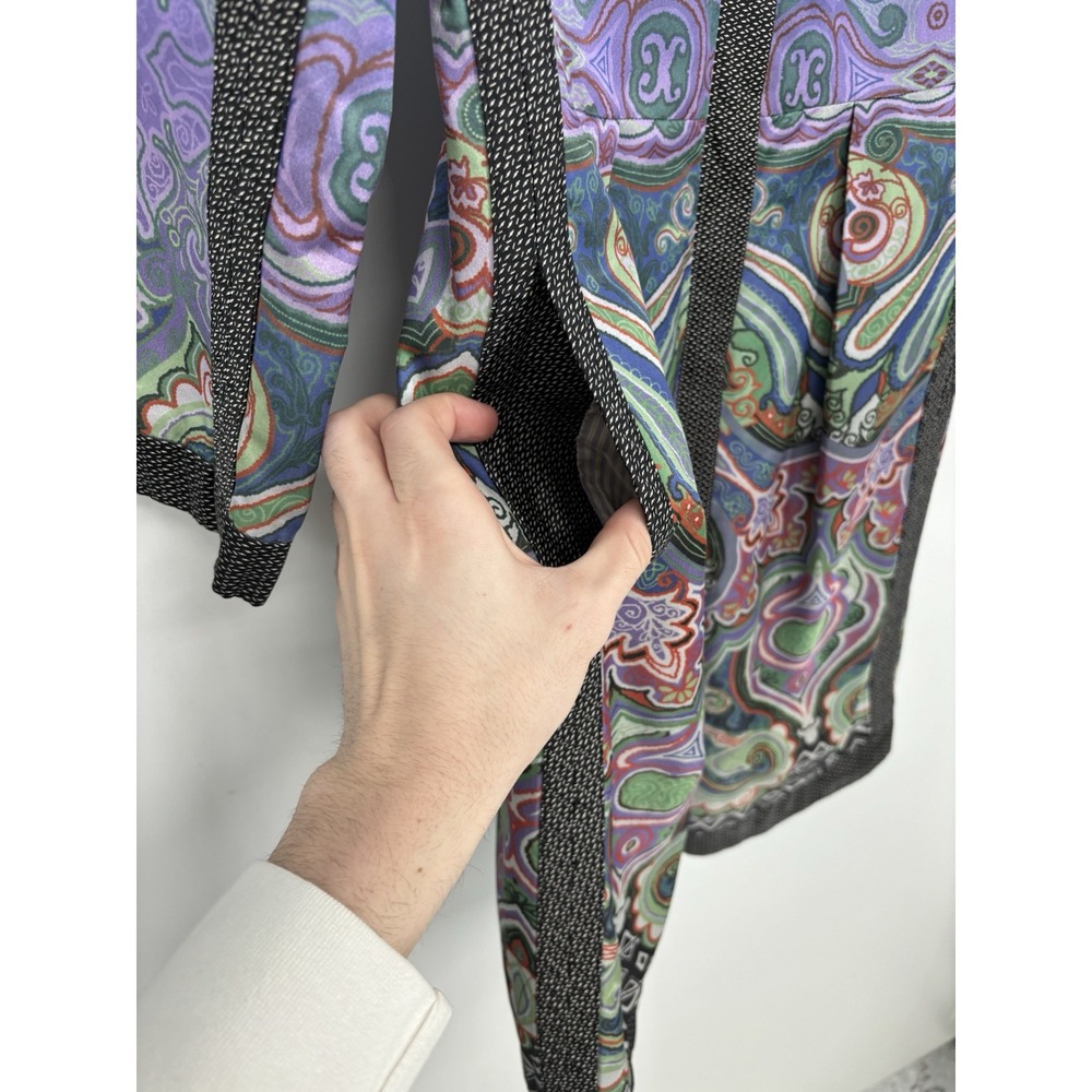 Etro Milano Paisley Printed Colorful Snap Up Coat Lined Made In Italy Size 42 - Picture 10 of 12